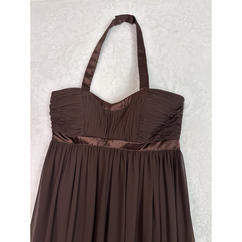 Bari Jay Dress Womans Size 8 Gown  Formal Brown‎ High Waist Halter Flowy EUC - Picture 3 of 16